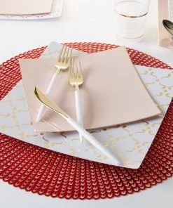 Luxe Party NYC Round White • Gold Plastic Cups | 10 Cups Drinkware