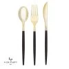 Luxe Party NYC Black • Gold Plastic Cutlery Set | 32 Pieces