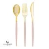 Luxe Party NYC Flatware Blush • Gold Plastic Cutlery Set | 32 Pieces