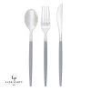 Luxe Party NYC Grey • Silver Plastic Cutlery Set | 32 Pieces Flatware