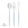 Luxe Party NYC Flatware Ice Blue • Silver Plastic Cutlery Set | 32 Pieces