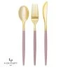 Luxe Party NYC Mauve • Gold Plastic Cutlery Set | 32 Pieces