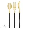Luxe Party NYC Neo Classic Black • Gold Plastic Cutlery Set | 32 Pieces