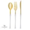 Luxe Party NYC Neo Classic Clear And Gold Plastic Cutlery Set | 32 Pieces