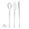 Luxe Party NYC Flatware Neo Classic Clear And Silver Plastic Cutlery Set | 32 Pieces