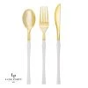 Luxe Party NYC Neo Classic White • Gold Plastic Cutlery Set | 32 Pieces Flatware