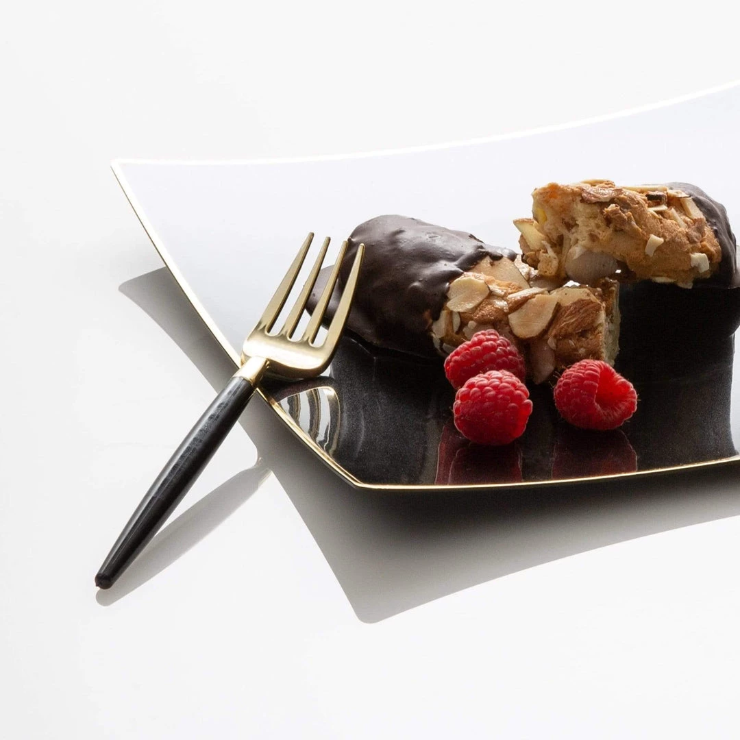 Luxe Party NYC Flatware Black And Gold Plastic Mini Forks | 20 Forks 4 Luxe Party NYC Flatware Black And Gold Plastic Mini Forks | 20 Forks