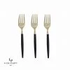 Luxe Party NYC Flatware Black And Gold Plastic Mini Forks | 20 Forks
