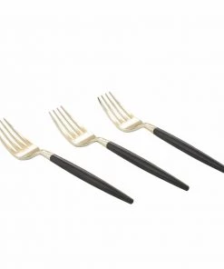 Luxe Party NYC Flatware Black And Gold Plastic Mini Forks | 20 Forks