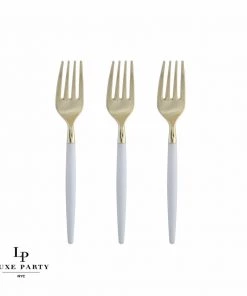 Luxe Party NYC Clear And Gold Plastic Mini Forks | 20 Forks Flatware