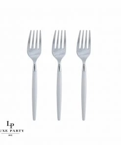 Luxe Party NYC Flatware Clear And Silver Plastic Mini Forks | 20 Forks