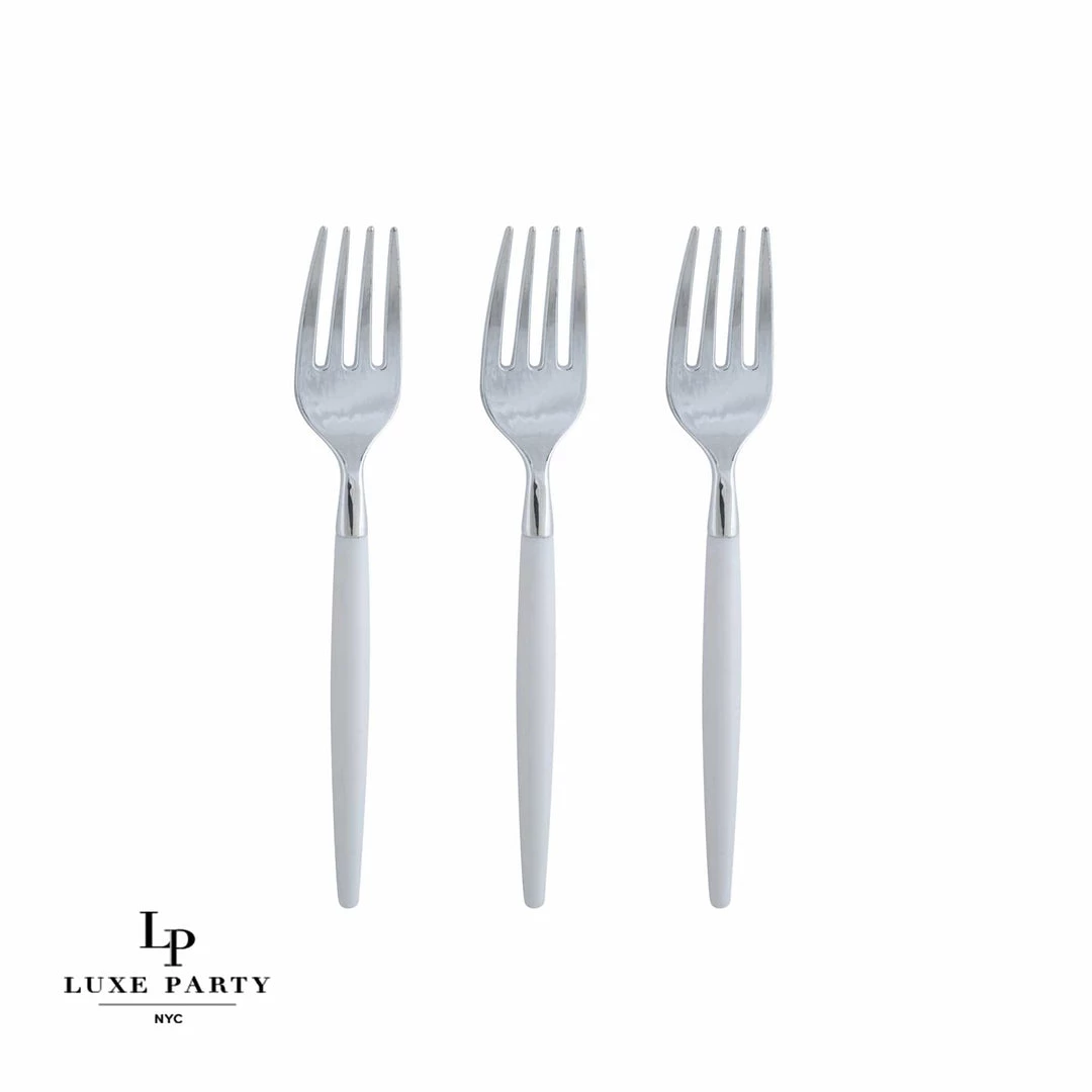 Luxe Party NYC Flatware Clear And Silver Plastic Mini Forks | 20 Forks 1 Luxe Party NYC Flatware Clear And Silver Plastic Mini Forks | 20 Forks