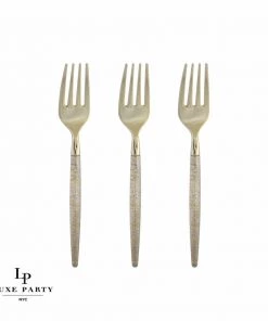 Luxe Party NYC Gold Glitter Plastic Mini Forks | 20 Forks Flatware