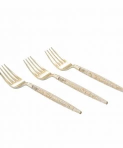 Luxe Party NYC Gold Glitter Plastic Mini Forks | 20 Forks Flatware