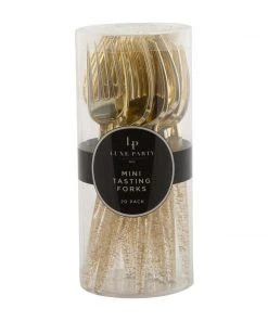 Luxe Party NYC Gold Glitter Plastic Mini Forks | 20 Forks Flatware