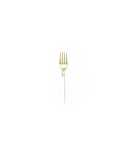Luxe Party NYC Flatware White And Gold Plastic Mini Forks | 20 Forks