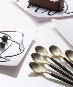 Luxe Party NYC Black And Gold Plastic Mini Spoons | 20 Spoons Flatware