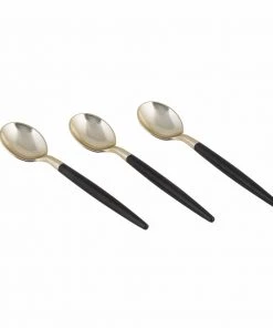 Luxe Party NYC Black And Gold Plastic Mini Spoons | 20 Spoons Flatware