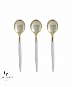 Luxe Party NYC Clear And Gold Plastic Mini Spoons | 20 Spoons Flatware