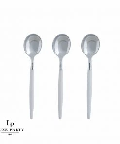 Luxe Party NYC Flatware Clear And Silver Plastic Mini Spoons | 20 Spoons