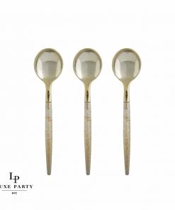 Luxe Party NYC Gold Glitter Plastic Mini Spoons | 20 Spoons