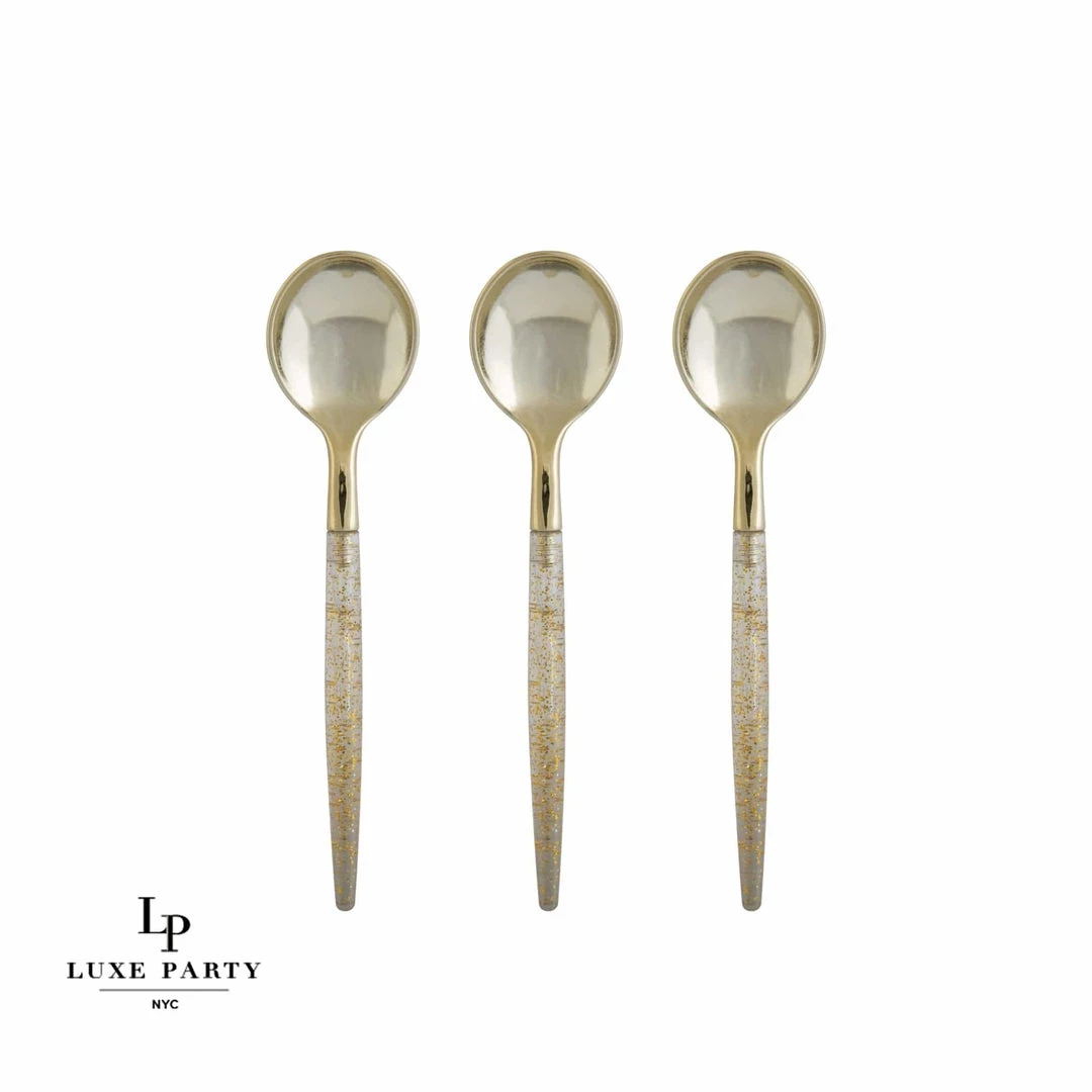 Luxe Party NYC Gold Glitter Plastic Mini Spoons | 20 Spoons 1 Luxe Party NYC Gold Glitter Plastic Mini Spoons | 20 Spoons