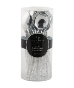 Luxe Party NYC Silver Glitter Plastic Mini Spoons | 20 Spoons Flatware