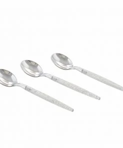 Luxe Party NYC Silver Glitter Plastic Mini Spoons | 20 Spoons Flatware