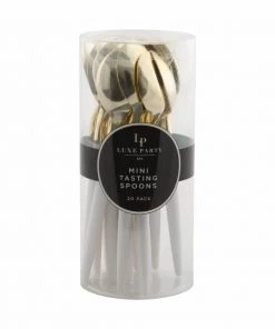 Luxe Party NYC Flatware White And Gold Plastic Mini Spoons | 20 Spoons