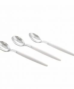 Luxe Party NYC Flatware White And Silver Plastic Mini Spoons | 20 Spoons