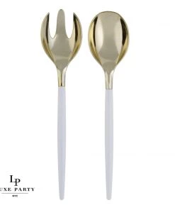 Luxe Party NYC Flatware Clear And Gold Plastic Serving Fork • Spoon Set