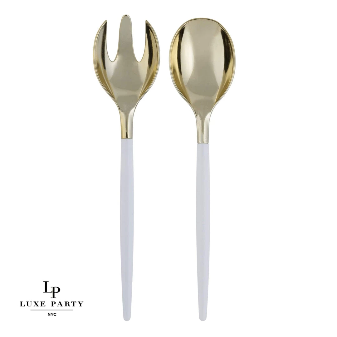 Luxe Party NYC Flatware Clear And Gold Plastic Serving Fork • Spoon Set 1 Luxe Party NYC Flatware Clear And Gold Plastic Serving Fork • Spoon Set