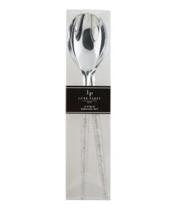 Luxe Party NYC Flatware Silver Glitter Plastic Serving Fork • Spoon Set
