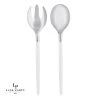 Luxe Party NYC White And Silver Plastic Serving Fork • Spoon Set