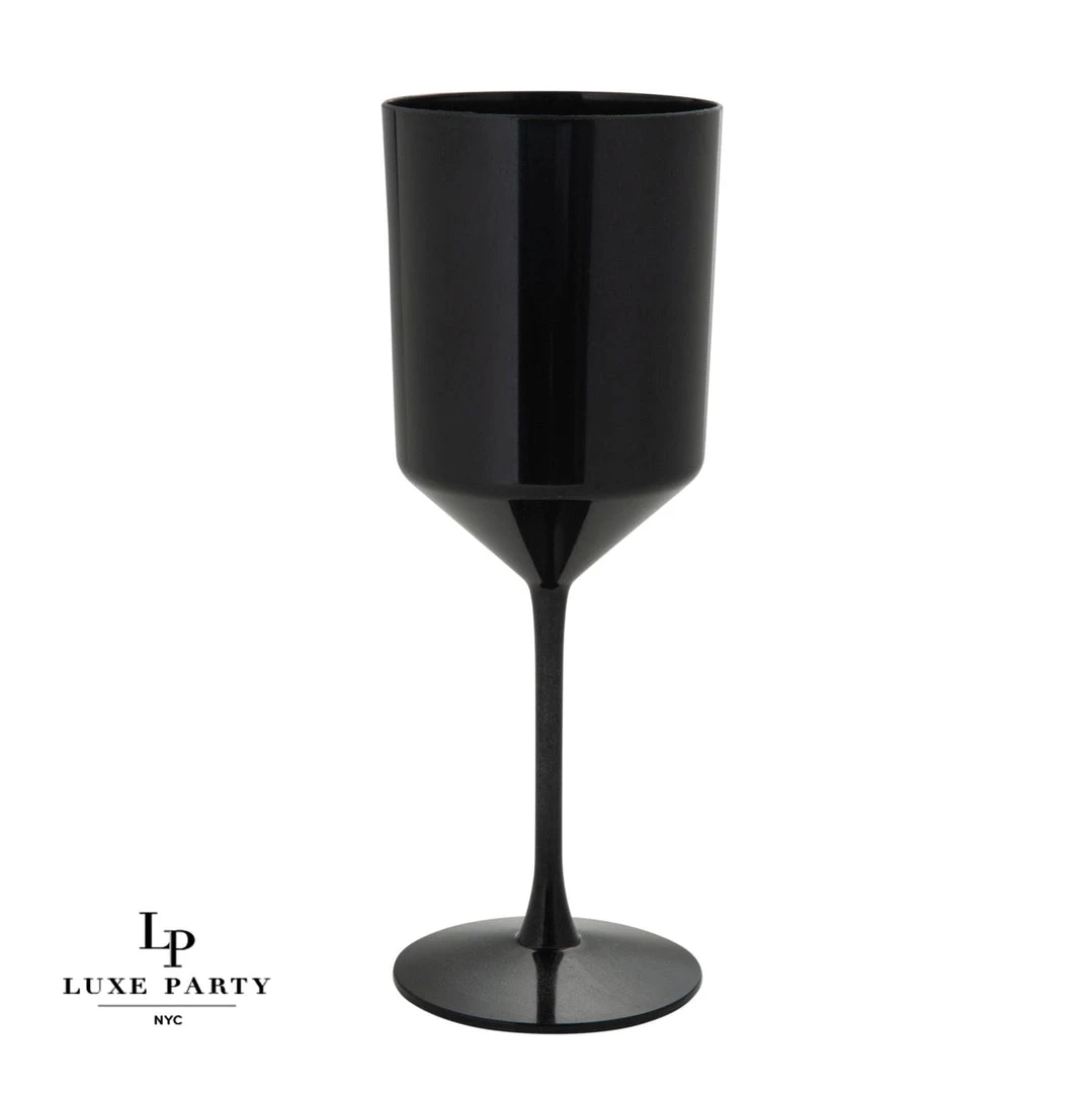 Luxe Party NYC Fancy Black Plastic Wine Cups | 4 Cups 1 Luxe Party NYC Fancy Black Plastic Wine Cups | 4 Cups
