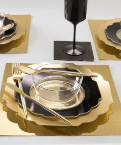 Luxe Party NYC Fancy Black Plastic Wine Cups | 4 Cups