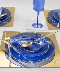 Luxe Party NYC Upscale Round Blue Plastic Wine Cups | 4 Cups New Arrivals