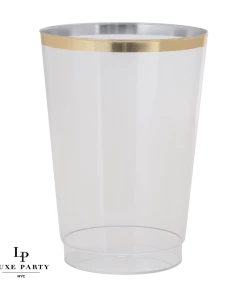 Luxe Tumblers Drinkware Luxe 12 Oz Clear Plastic • Gold Plastic Cups | 20 Cups