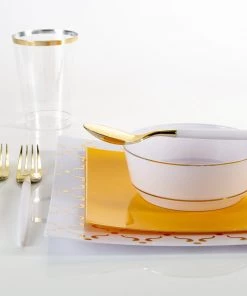 Luxe Tumblers Drinkware Luxe 12 Oz Clear Plastic • Gold Plastic Cups | 20 Cups