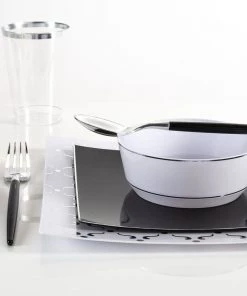 Luxe Tumblers Luxe 12 Oz Clear Plastic • Silver Plastic Cups | 20 Cups Drinkware