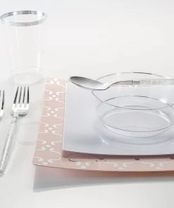 Luxe Tumblers Luxe 12 Oz Clear Plastic • Silver Plastic Cups | 20 Cups Drinkware