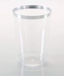 Luxe Tumblers Luxe 12 Oz Clear Plastic • Silver Plastic Cups | 20 Cups Drinkware