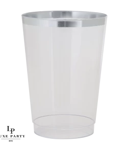 Luxe Tumblers Luxe 12 Oz Clear Plastic • Silver Plastic Cups | 20 Cups Drinkware