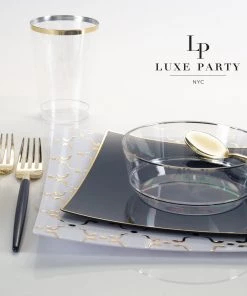 Luxe Tumblers Luxe 9 Oz Clear Plastic • Gold Plastic Cups | 20 Cups