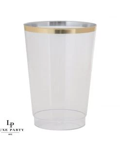 Luxe Tumblers Luxe 9 Oz Clear Plastic • Gold Plastic Cups | 20 Cups