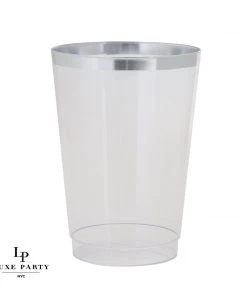 Luxe Tumblers Luxe 9 Oz Clear Plastic • Silver Plastic Cups | 20 Cups