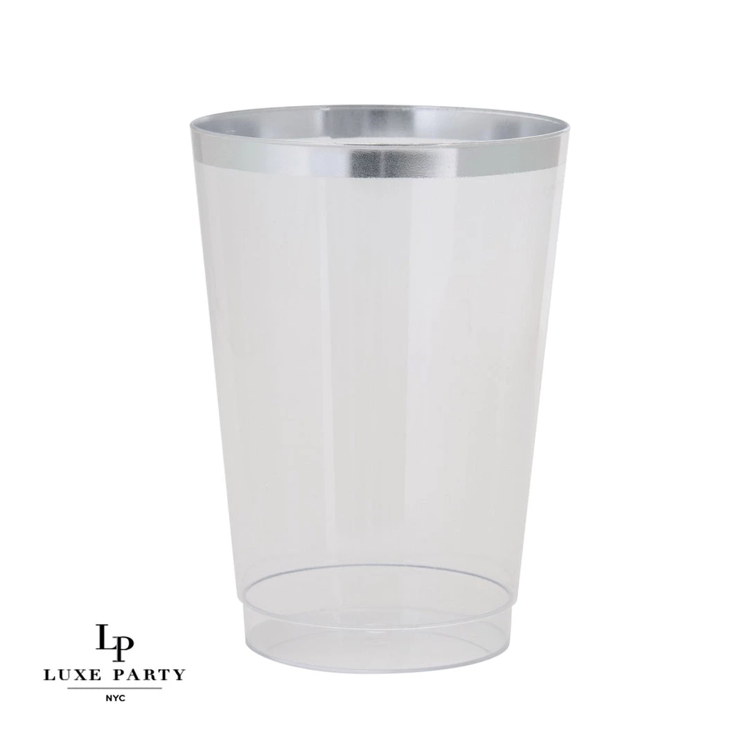 Luxe Tumblers Luxe 9 Oz Clear Plastic • Silver Plastic Cups | 20 Cups 1 Luxe Tumblers Luxe 9 Oz Clear Plastic • Silver Plastic Cups | 20 Cups