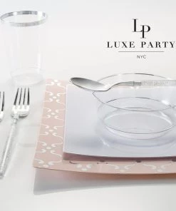 Luxe Tumblers Luxe 9 Oz Clear Plastic • Silver Plastic Cups | 20 Cups 5 Luxe Tumblers Luxe 9 Oz Clear Plastic • Silver Plastic Cups | 20 Cups