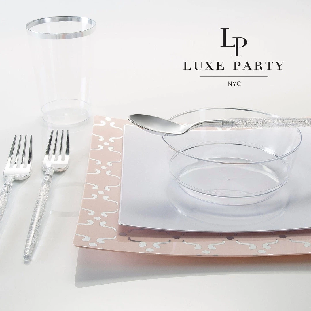 Luxe Tumblers Luxe 9 Oz Clear Plastic • Silver Plastic Cups | 20 Cups 3 Luxe Tumblers Luxe 9 Oz Clear Plastic • Silver Plastic Cups | 20 Cups