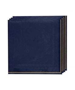 Luxe Party NYC Navy With Gold Stripe Paper Napkins - 3 Available Sizes